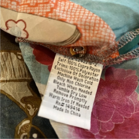 Johnny Was Vera Tunic Asian Print Sheer Medium Multi Color New $240 RARE - Picture 5 of 6